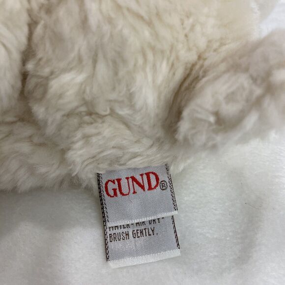 Gund Lamb Lambly 36028 Plush Soft Toy Sheep Cream Blue Bow Pink Nose 6" Sitting - Picture 4 of 7